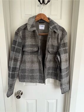 Old Navy Gray Plaid Utility Jacket